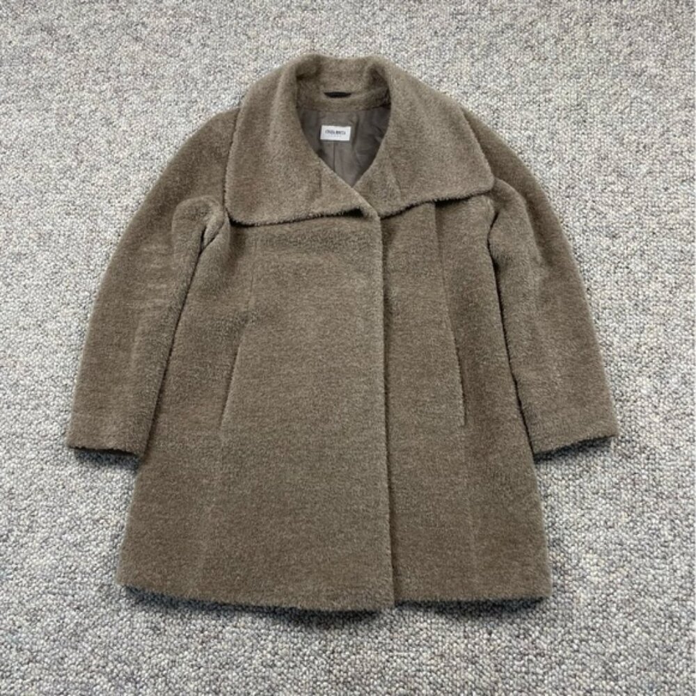 Cinzia Rocca Icons Womens Alpaca Wool Due Coat Taupe Brown Size 6